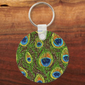 RAB Rockabilly Colorful Peacock Feathers Print Sleutelhanger (Voorkant)