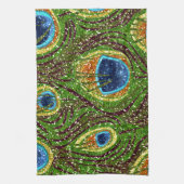 RAB Rockabilly Colorful Peacock Feathers Print Theedoek (Verticaal)