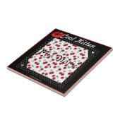 RAB Rockabilly Cool Kitten Cherry Kiss Print Tile Tegeltje (Zijkant)