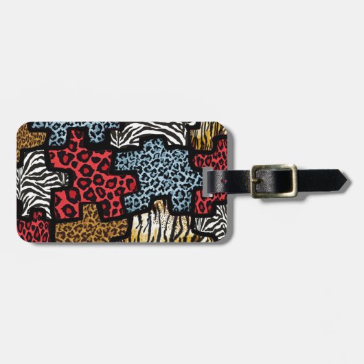 RAB Rockabilly Dierenprint Puzzel Bagagelabel (Voorkant horizontaal)