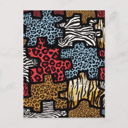 RAB Rockabilly Dierenprint Puzzel Briefkaart (Voorkant)