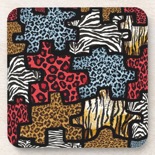 RAB Rockabilly Dierenprint Puzzel Onderzetter (Voorkant)