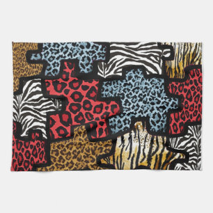 RAB Rockabilly Dierenprint Puzzel Theedoek