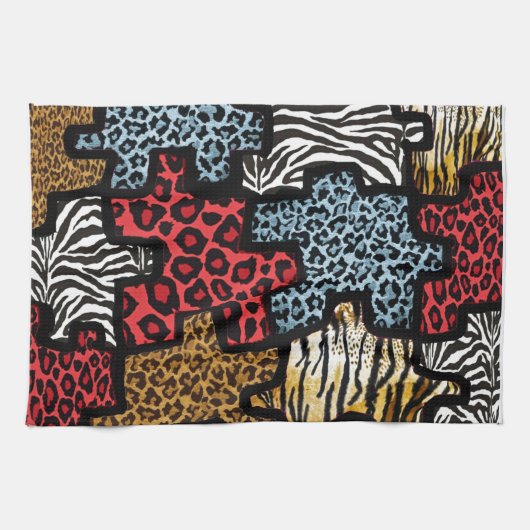 RAB Rockabilly Dierenprint Puzzel Theedoek (Horizontaal)