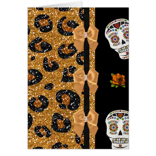 RAB Rockabilly Gold Leopard Print Sugar Skulls (Voorkant)