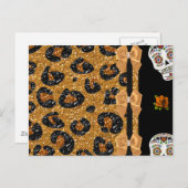 RAB Rockabilly Gold Leopard Print Sugar Skulls Briefkaart (Voorkant / Achterkant)