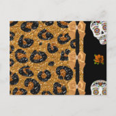 RAB Rockabilly Gold Leopard Print Sugar Skulls Briefkaart (Voorkant)
