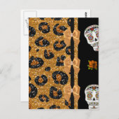 RAB Rockabilly Gold Leopard Print Sugar Skulls Briefkaart (Voorkant / Achterkant)