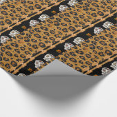 RAB Rockabilly Gold Leopard Print Sugar Skulls Cadeaupapier (Hoek)
