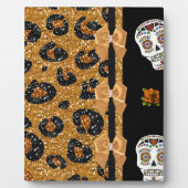 RAB Rockabilly Gold Leopard Print Sugar Skulls Fotoplaat (Voorkant)