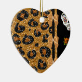 RAB Rockabilly Gold Leopard Print Sugar Skulls Keramisch Ornament (Rechts)