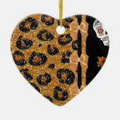 RAB Rockabilly Gold Leopard Print Sugar Skulls Keramisch Ornament (Voorkant)