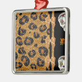 RAB Rockabilly Gold Leopard Print Sugar Skulls Metalen Ornament (Links)