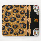 RAB Rockabilly Gold Leopard Print Sugar Skulls Muismat (Voorkant)