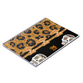 RAB Rockabilly Gold Leopard Print Sugar Skulls Notitieboek (Linkerzijde)