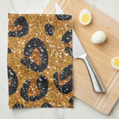 RAB Rockabilly Gold Leopard Print Sugar Skulls Theedoek (Quarter Fold)