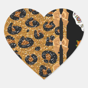 RAB Rockabilly Goud Luipaardprint Suiker Schedels Hart Sticker