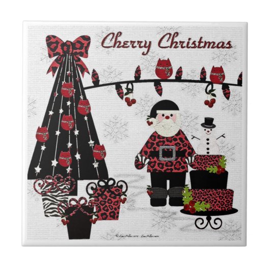 RAB Rockabilly Kers Kerstdag Kerstman Tegeltje (Voorkant)