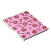 RAB Rockabilly Kersen Kussen op Roze Notitieblok (Schuin)