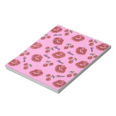 RAB Rockabilly Kersen Kussen op Roze Notitieblok (Linkerzijde)
