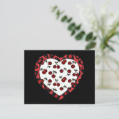 RAB Rockabilly Kersen Luipaardprint Hart Briefkaart (Staand voorkant)