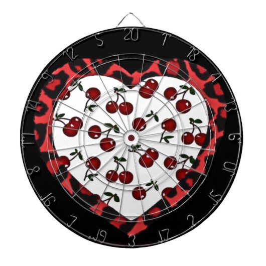 RAB Rockabilly Kersen Luipaardprint Hart Dartbord (Voorkant)