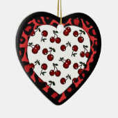 RAB Rockabilly Kersen Luipaardprint Hart Keramisch Ornament (Rechts)