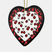 RAB Rockabilly Kersen Luipaardprint Hart Keramisch Ornament (Links)