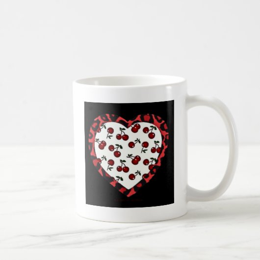 RAB Rockabilly Kersen Luipaardprint Hart Koffiemok (Rechts)