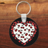 RAB Rockabilly Kersen Luipaardprint Hart Sleutelhanger (Voorkant)