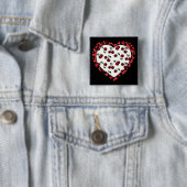 RAB Rockabilly Kersen Luipaardprint Hart Vierkante Button 5,1 Cm (In situ)
