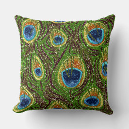 RAB Rockabilly Kleurrijke Pauwveren Print Kussen