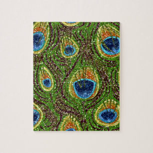 RAB Rockabilly Kleurrijke Pauwveren Print Legpuzzel