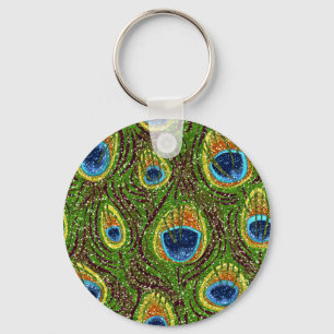 RAB Rockabilly Kleurrijke Pauwveren Print Sleutelhanger
