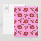 RAB Rockabilly Kussen van Kersen op Roze Briefkaart (Voorkant / Achterkant)