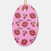 RAB Rockabilly Kussen van Kersen op Roze Keramisch Ornament (Links)