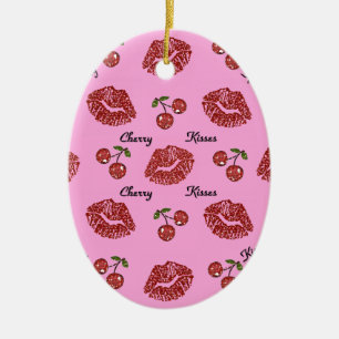 RAB Rockabilly Kussen van Kersen op Roze Keramisch Ornament