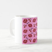 RAB Rockabilly Kussen van Kersen op Roze Koffiemok (Voorkant links)