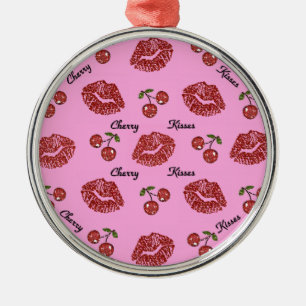 RAB Rockabilly Kussen van Kersen op Roze Metalen Ornament