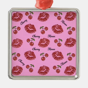 RAB Rockabilly Kussen van Kersen op Roze Metalen Ornament