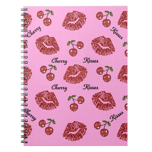 RAB Rockabilly Kussen van Kersen op Roze Notitieboek (Voorkant)
