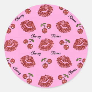 RAB Rockabilly Kussen van Kersen op Roze Ronde Sticker