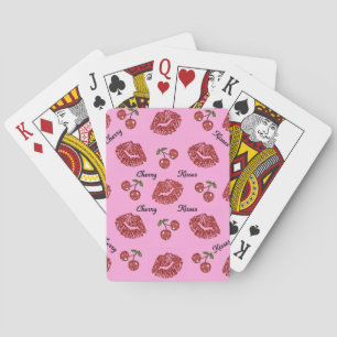 RAB Rockabilly Kussen van Kersen op Roze Speelkaarten