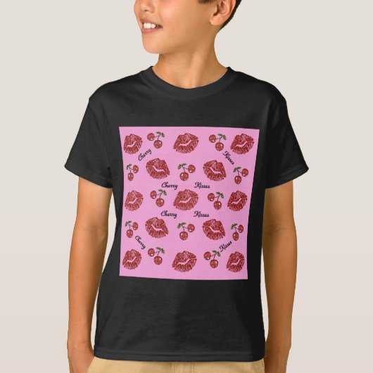 RAB Rockabilly Kussen van Kersen op Roze T-shirt (Voorkant)
