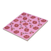 RAB Rockabilly Kussen van Kersen op Roze Tegeltje (Zijkant)