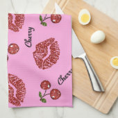 RAB Rockabilly Kussen van Kersen op Roze Theedoek (Quarter Fold)