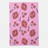 RAB Rockabilly Kussen van Kersen op Roze Theedoek (Verticaal)