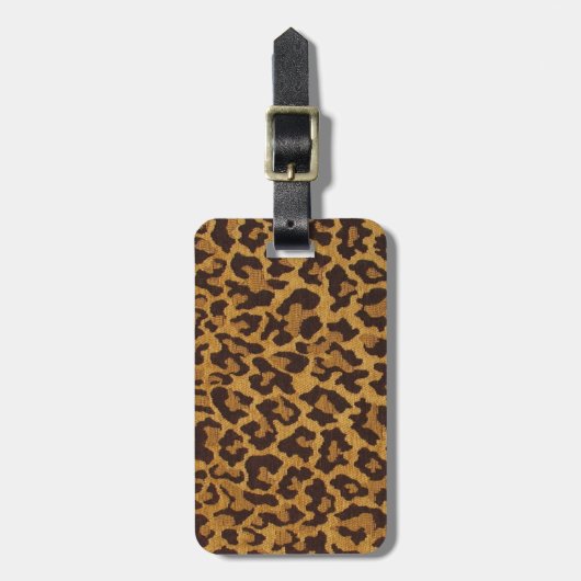RAB Rockabilly Leopard Print Brown Gold Bagagelabel (Voorkant verticaal)