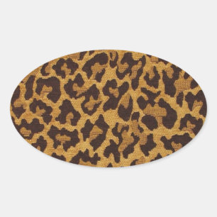 RAB Rockabilly Leopard Print Brown Gold Ovale Sticker