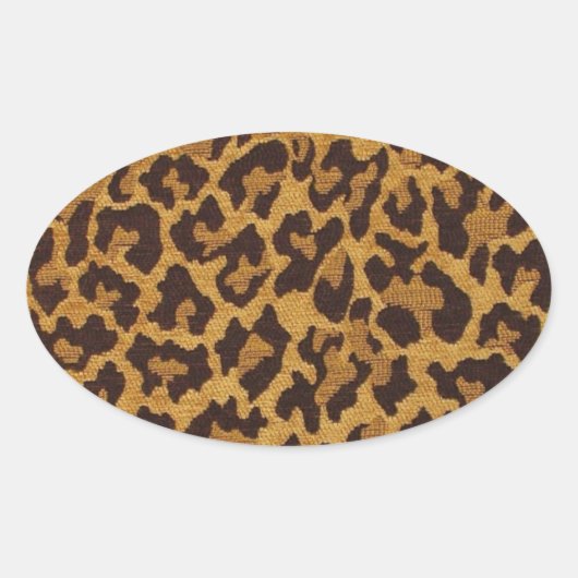 RAB Rockabilly Leopard Print Brown Gold Ovale Sticker (Voorkant)